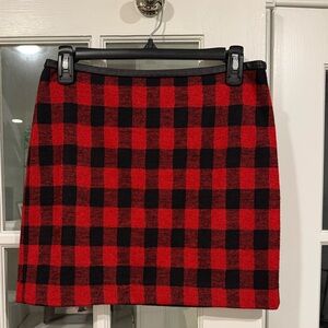 Madewell Preppy Red and Black Checkered Mini Skirt